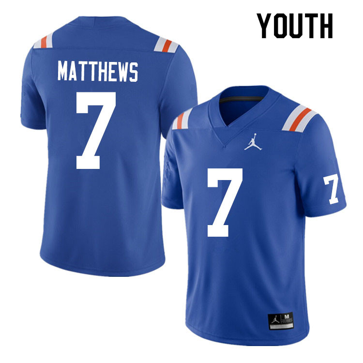 Youth #7 Luke Matthews Florida Gators College Football Jerseys Sale-Throwback - Click Image to Close